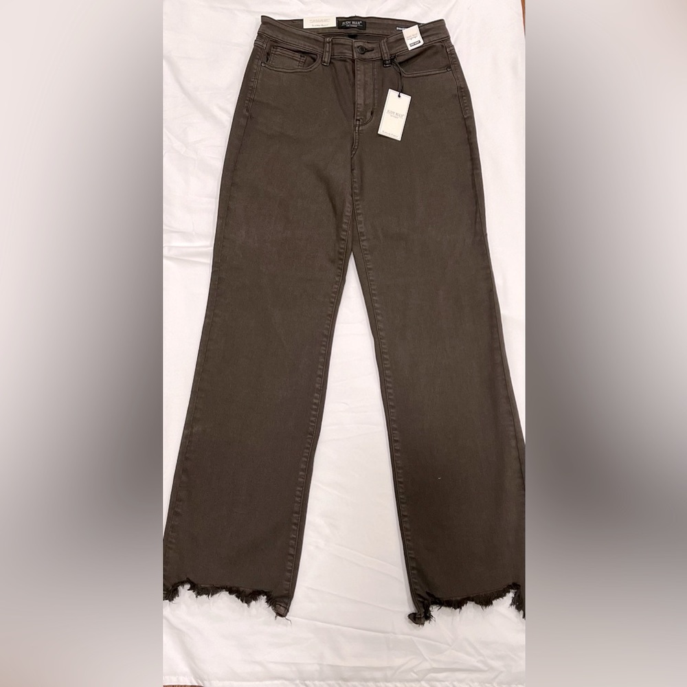 Brown 90’s High Rise frayed Hem Straight Judy Blues